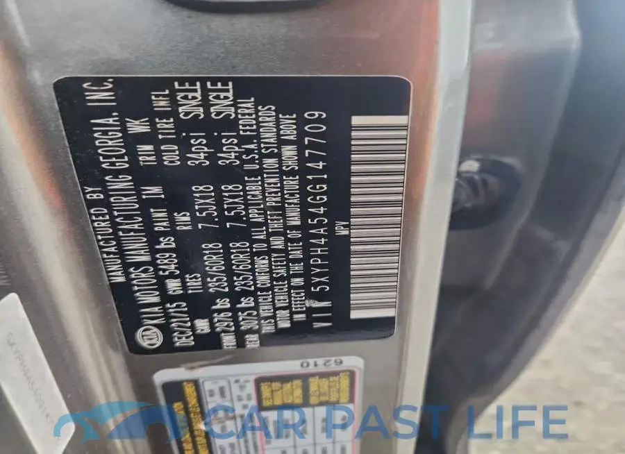 5XYPH4A54GG147709# 13