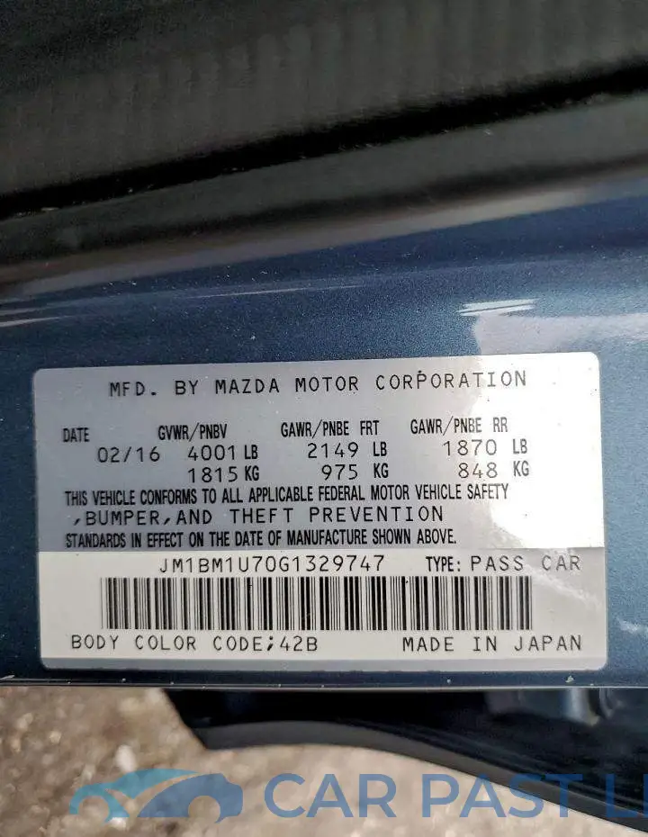 JM1BM1U70G1329747# 12