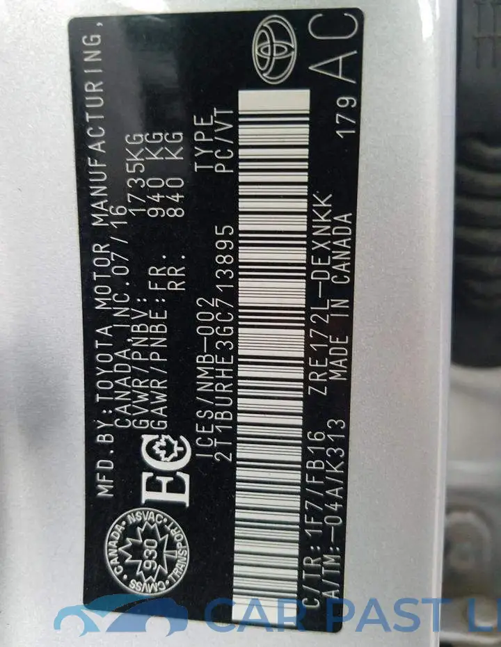 2T1BURHE3GC713895# 12