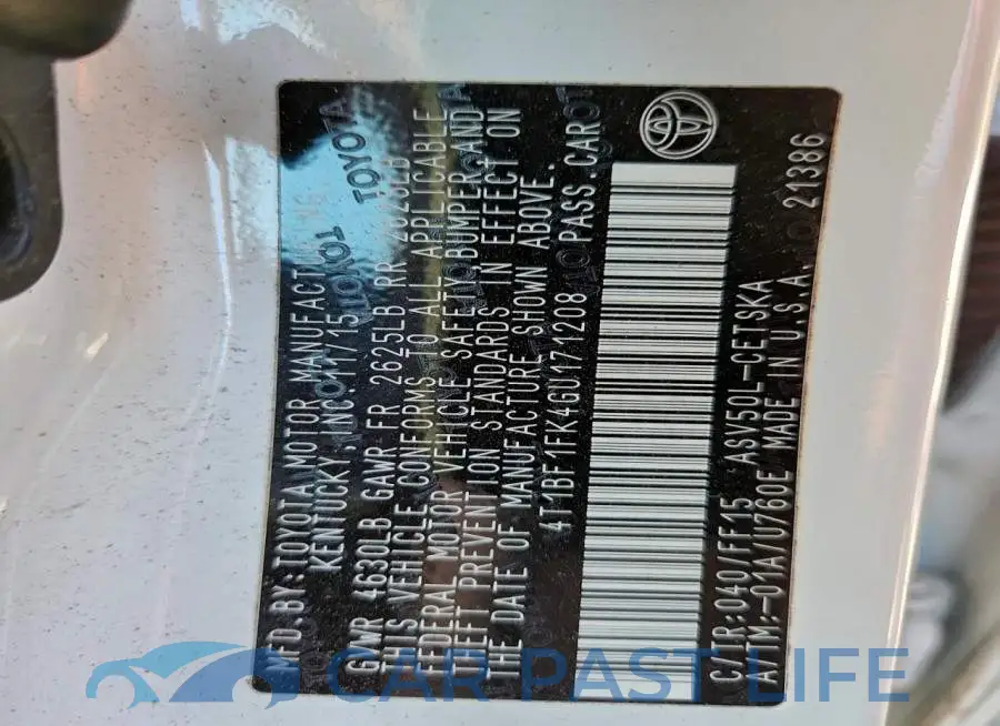 4T1BF1FK4GU171208# 12
