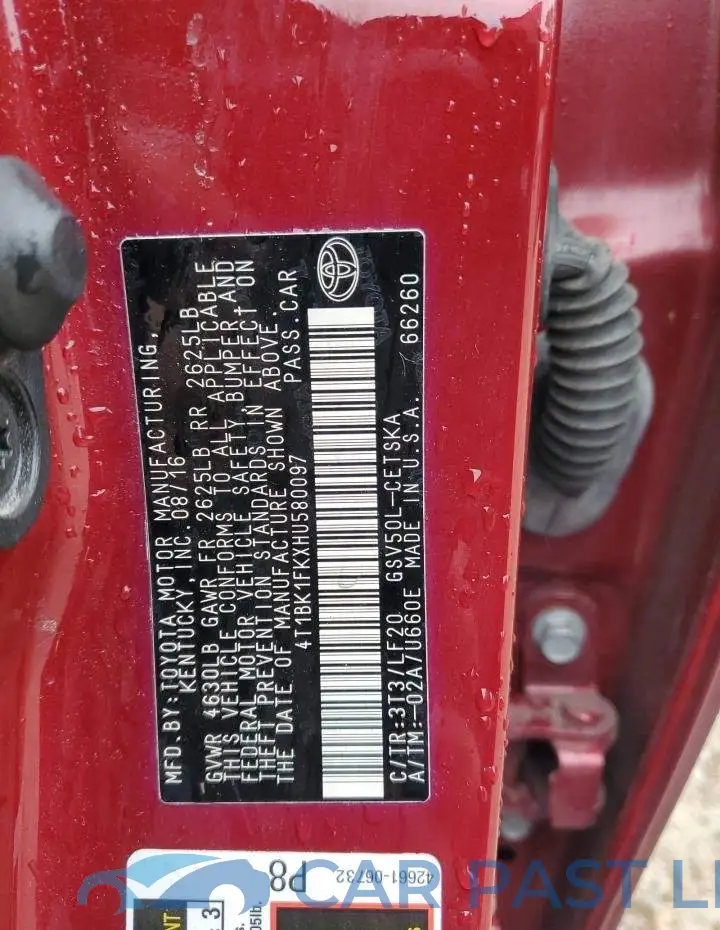4T1BK1FKXHU580097# 13