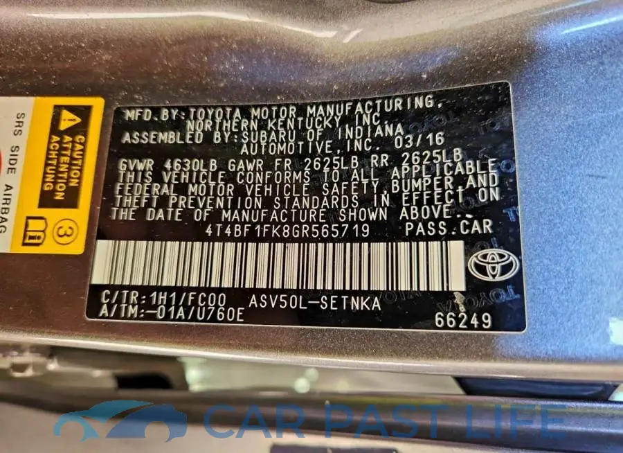 4T4BF1FK8GR565719# 12