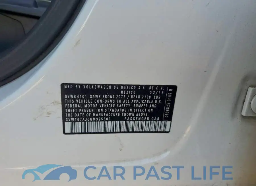 3VW167AJ0GM325609# 13