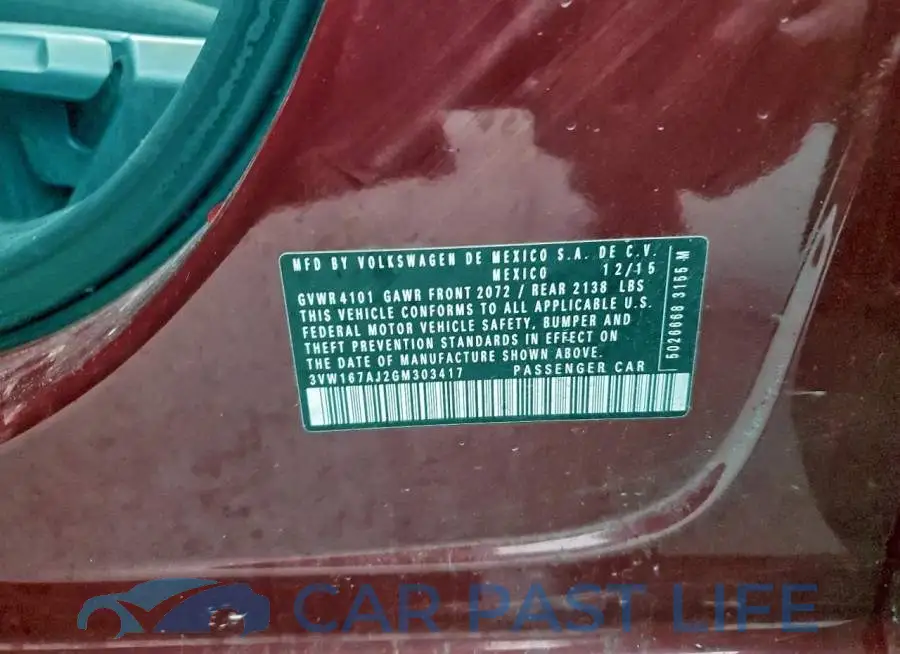 3VW167AJ2GM303417# 12