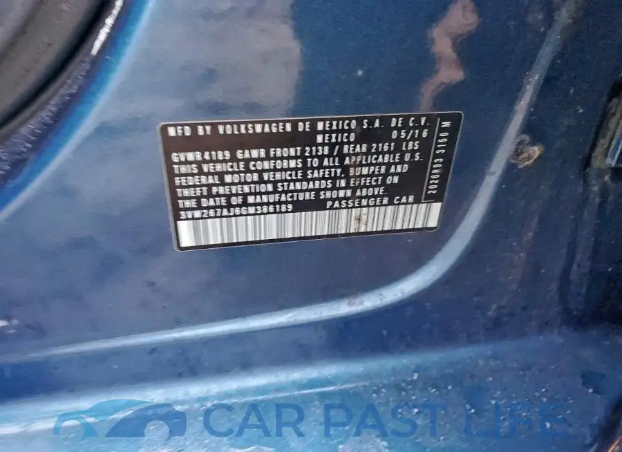 3VW267AJ6GM386189# 12