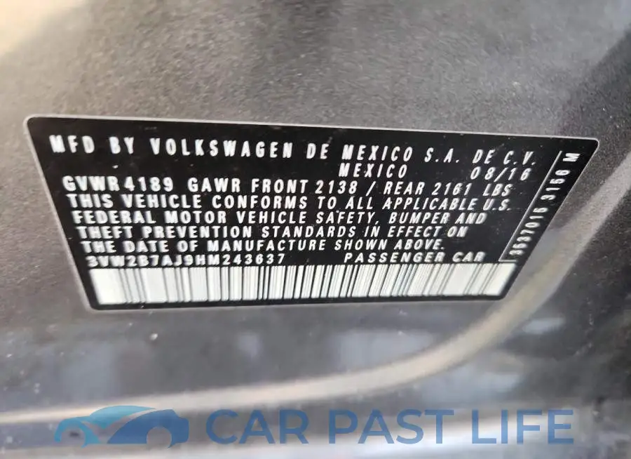 3VW2B7AJ9HM243637# 12