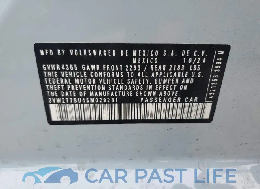 3VW2T7BU4SM029281# 12