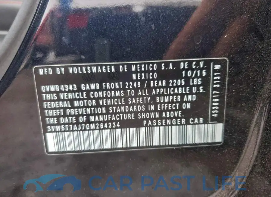 3VW5T7AJ7GM264334# 12