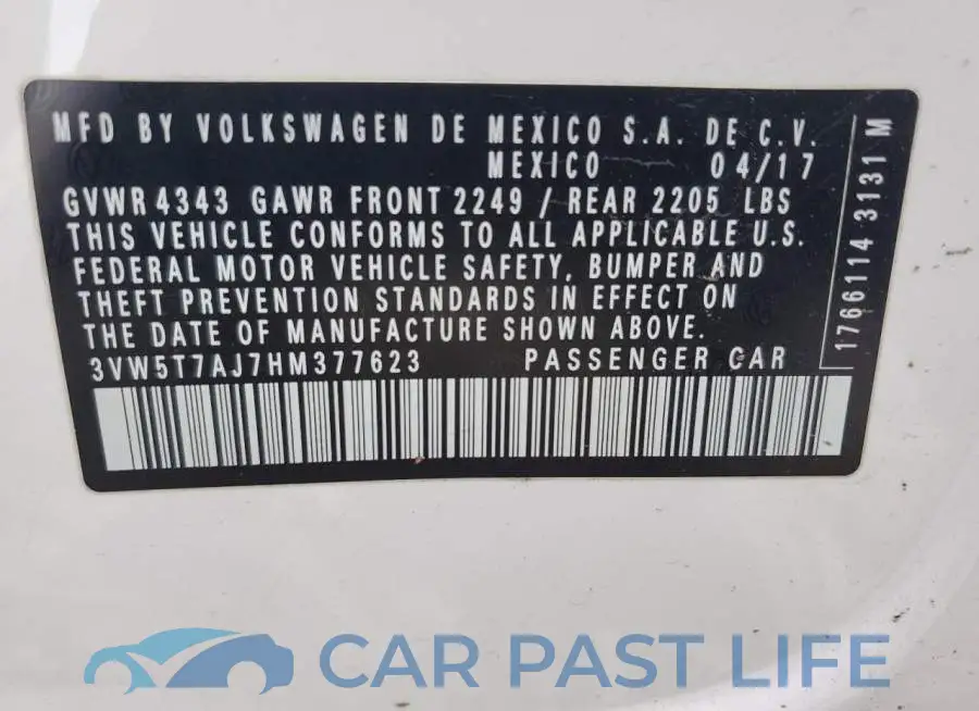 3VW5T7AJ7HM377623# 12