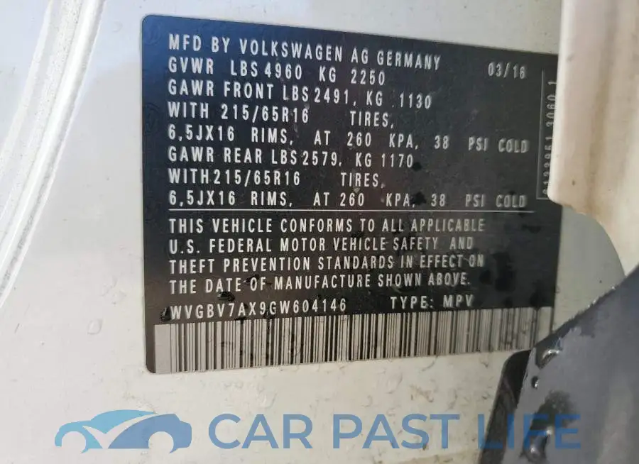 WVGBV7AX9GW604146# 12