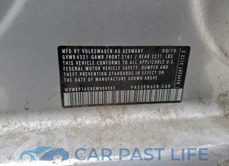 WVWKP7AU9GW900983# 13