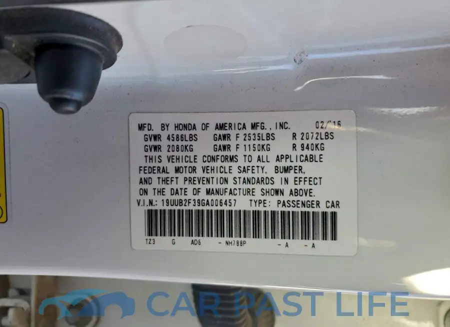 19UUB2F39GA006457# 12