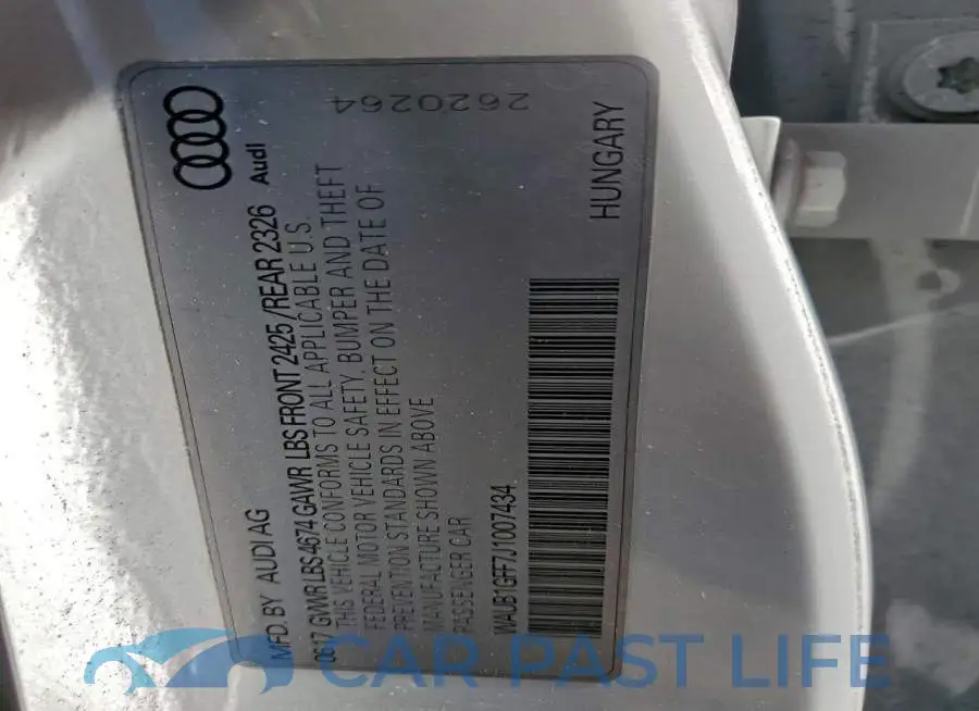 WAUB1GFF7J1007434# 12