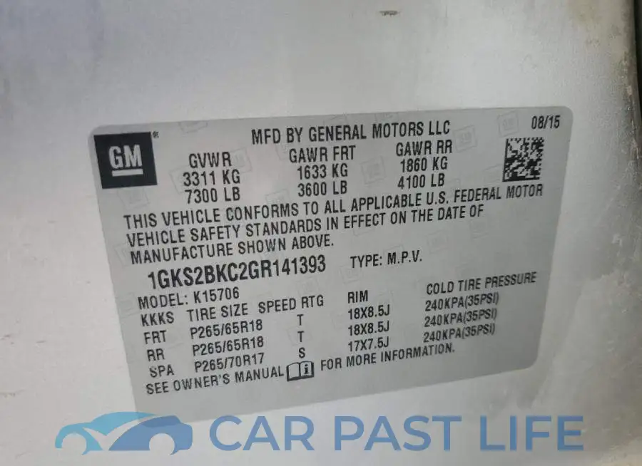 1GKS2BKC2GR141393# 13