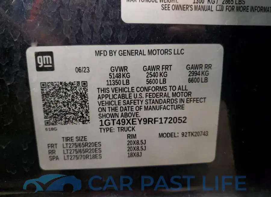 1GT49XEY9RF172052# 12