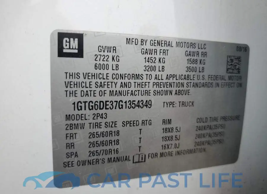 1GTG6DE37G1354349# 12