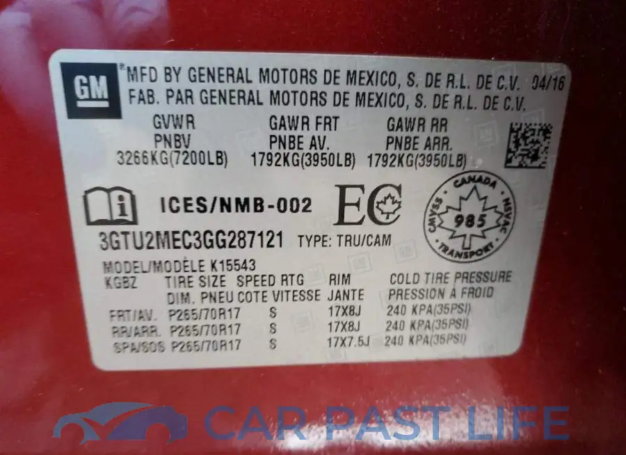3GTU2MEC3GG287121# 12