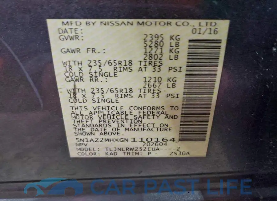 5N1AZ2MHXGN110164# 13