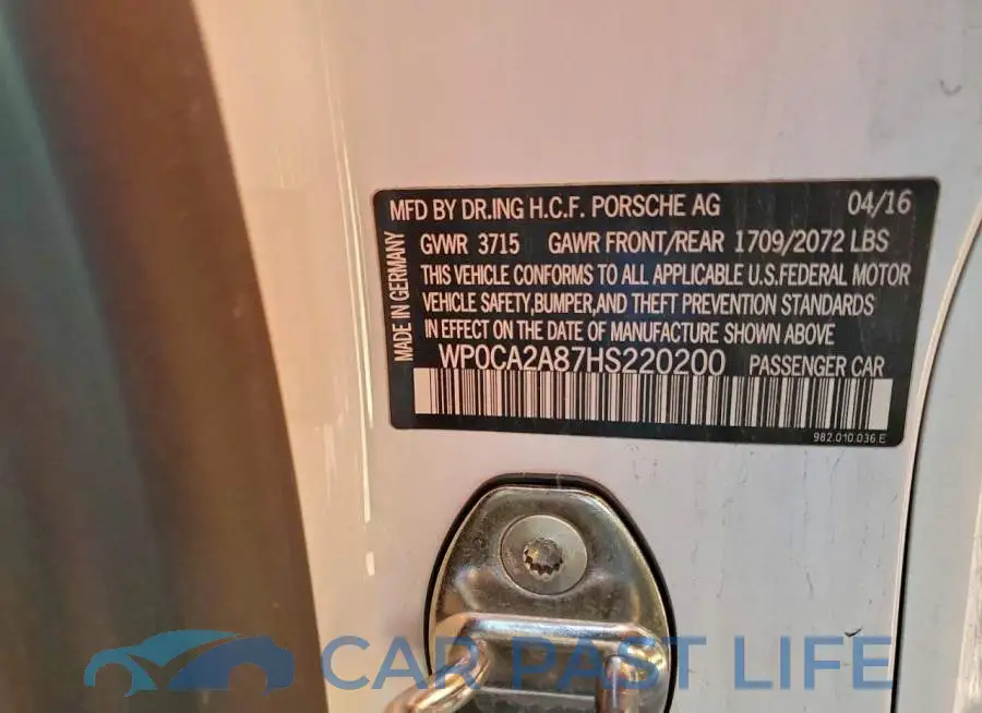 WP0CA2A87HS220200# 12