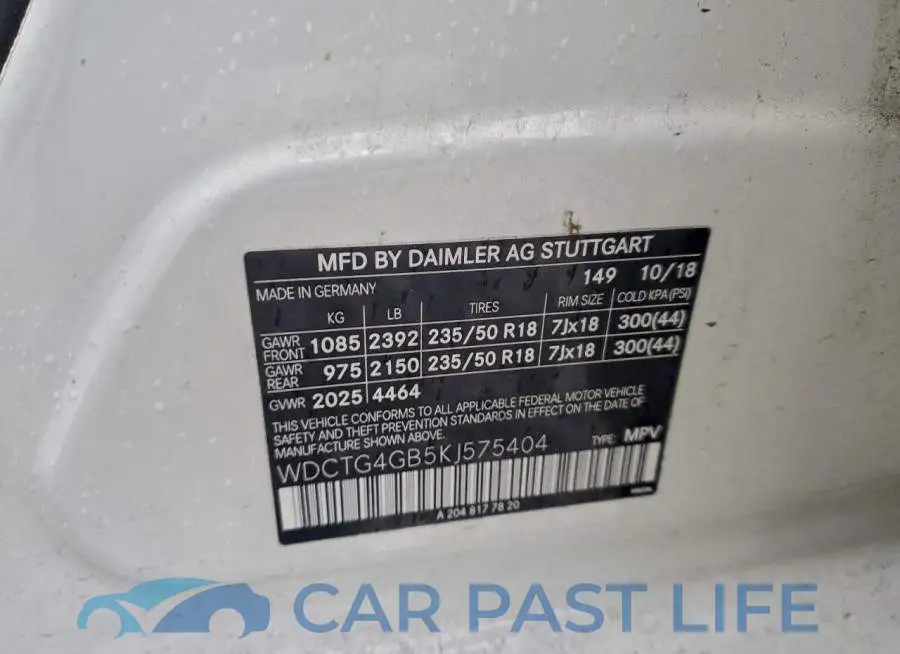 WDCTG4GB5KJ575404# 12