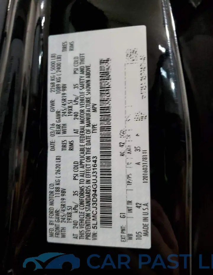 5LMCJ3D94GUJ31643# 13
