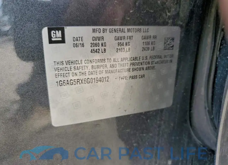1G6AG5RX6G0194012# 12
