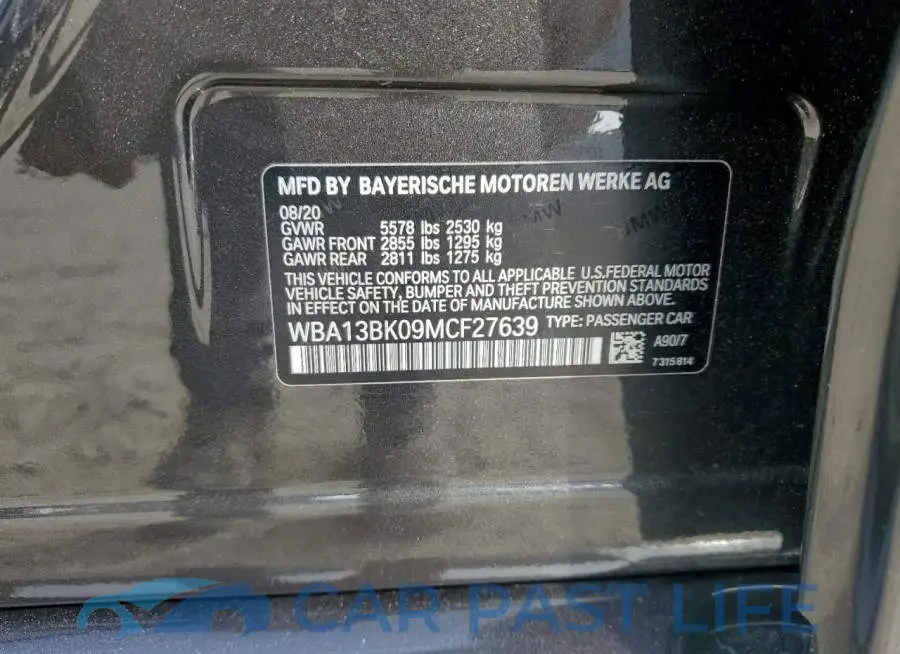 WBA13BK09MCF27639# 12