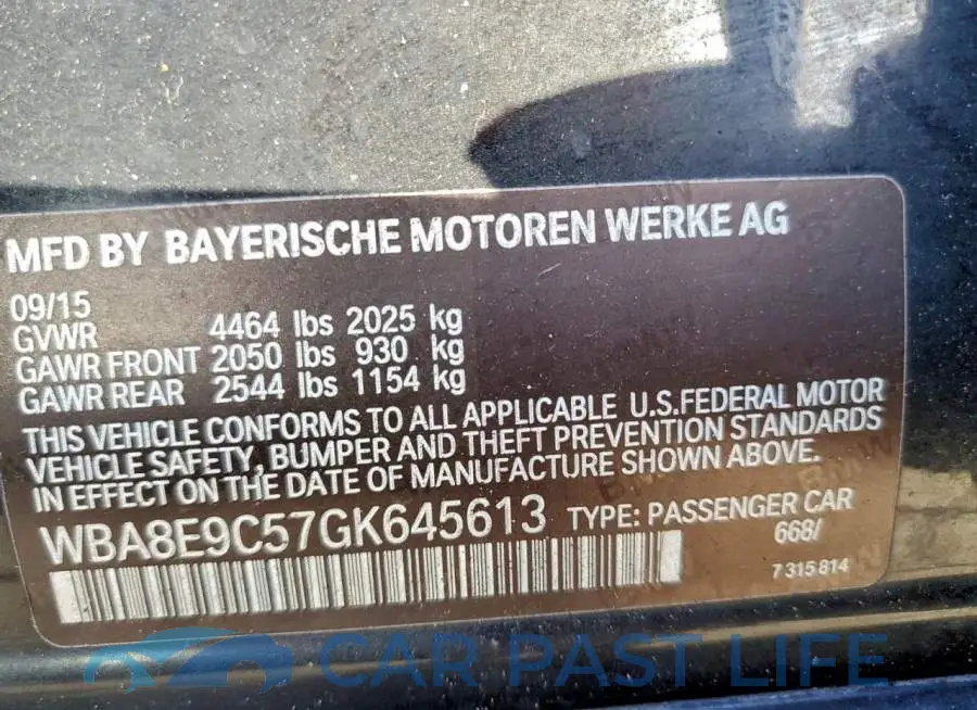 WBA8E9C57GK645613# 13