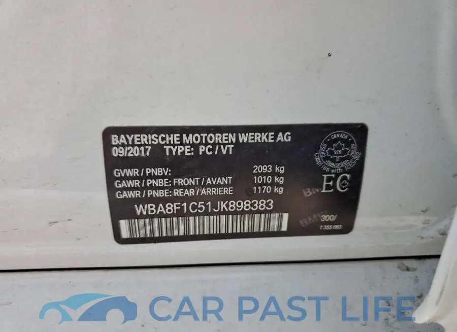WBA8F1C51JK898383# 13