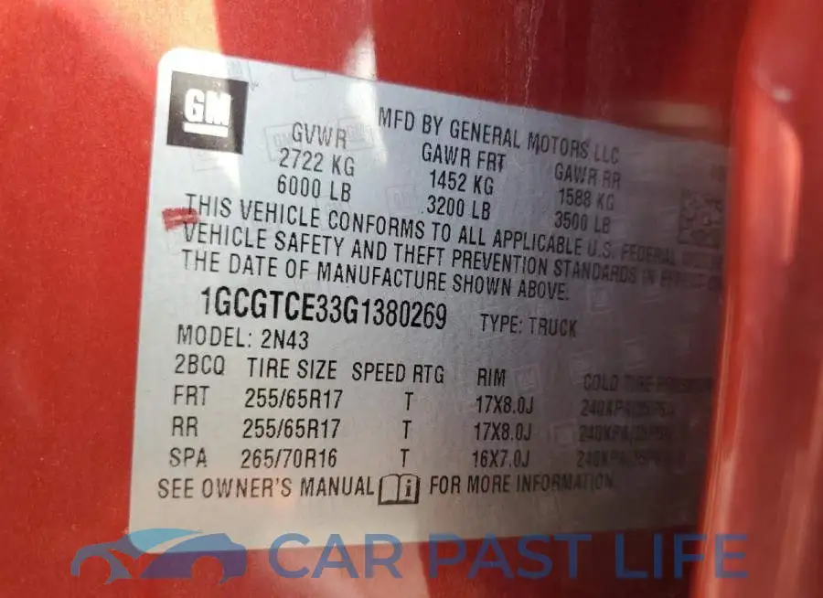 1GCGTCE33G1380269# 13