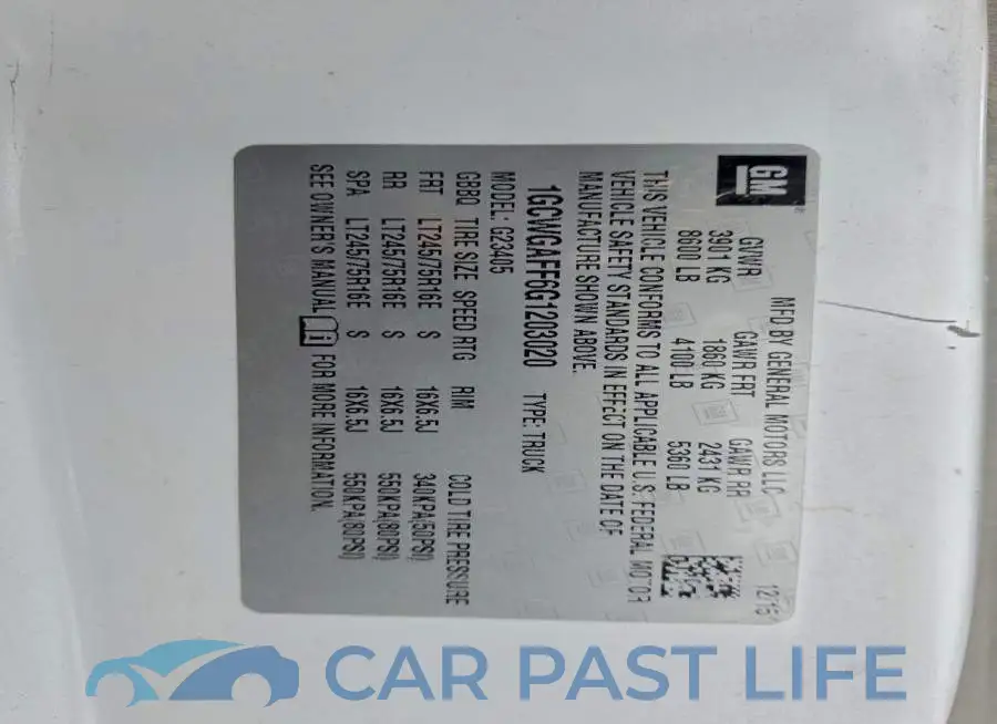1GCWGAFF6G1203020# 13