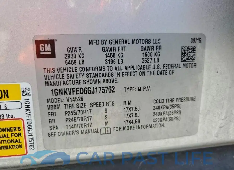 1GNKVFED6GJ175762# 14