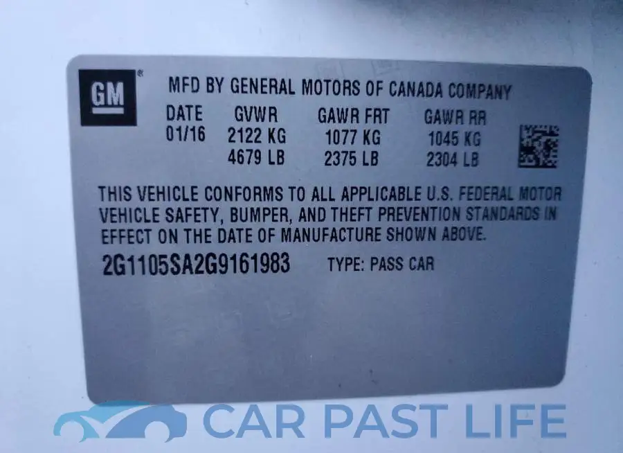2G1105SA2G9161983# 12