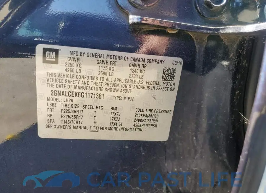 2GNALCEK6G1171381# 13