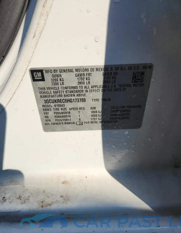 3GCUKREC6HG173788# 12