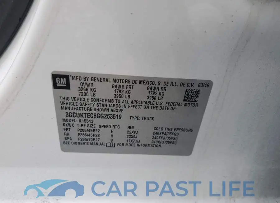 3GCUKTEC8GG263519# 12