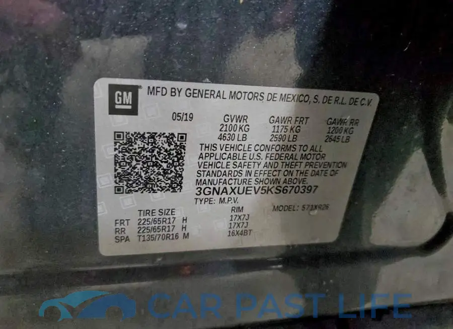 3GNAXUEV5KS670397# 13