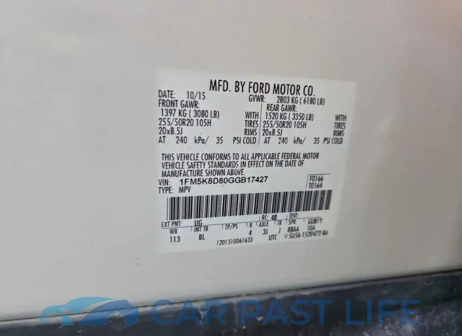 1FM5K8D80GGB17427# 12