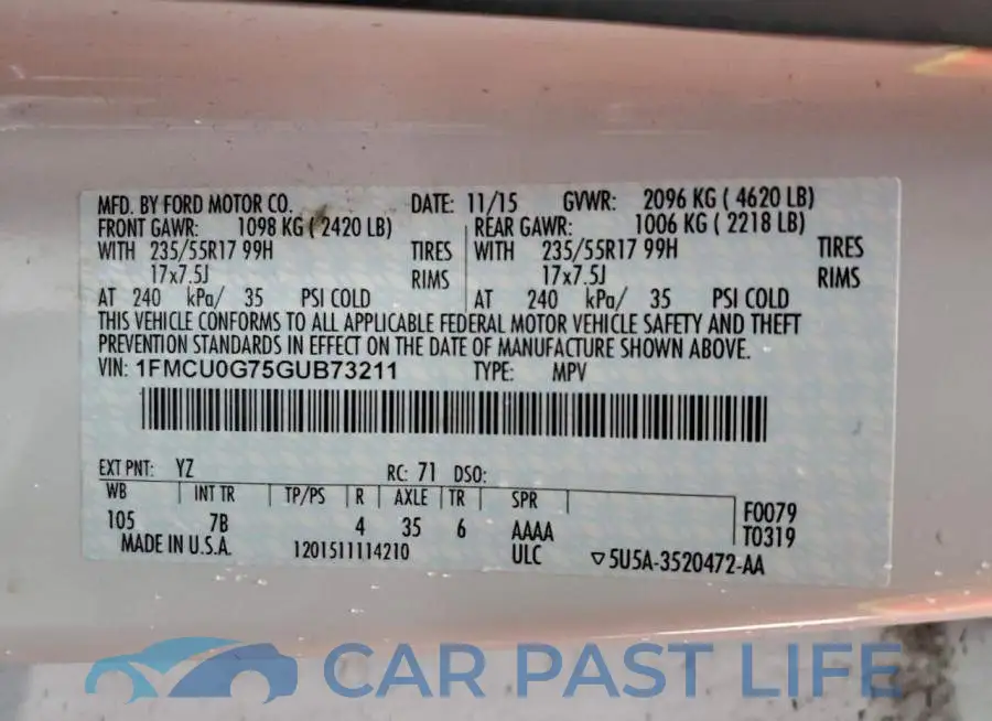 1FMCU0G75GUB73211# 13