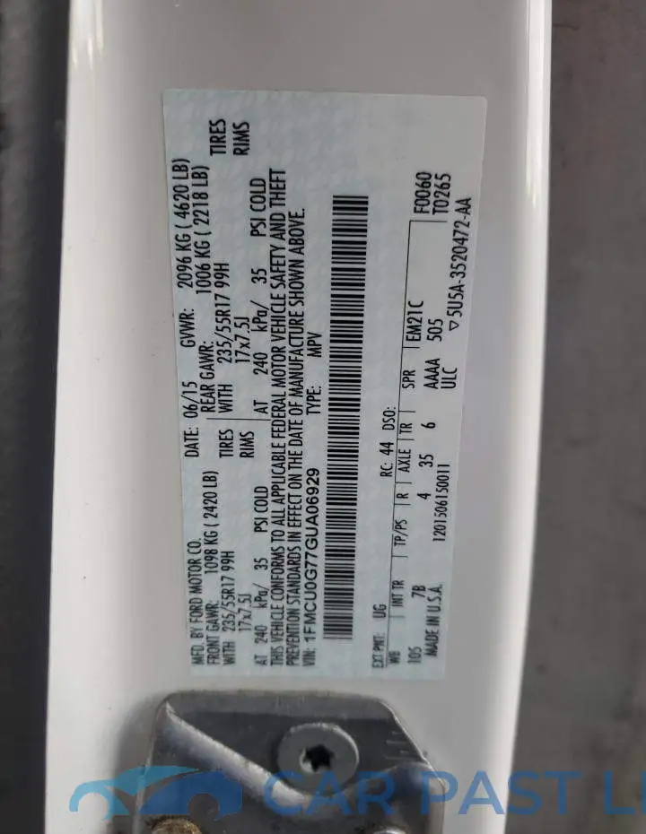 1FMCU0G77GUA06929# 13