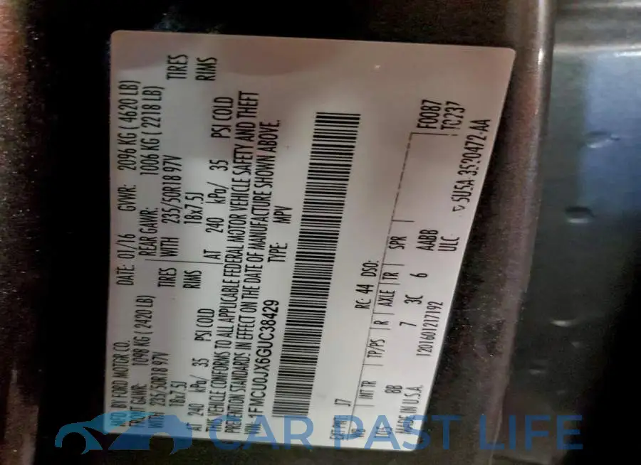 1FMCU0JX6GUC38429# 13
