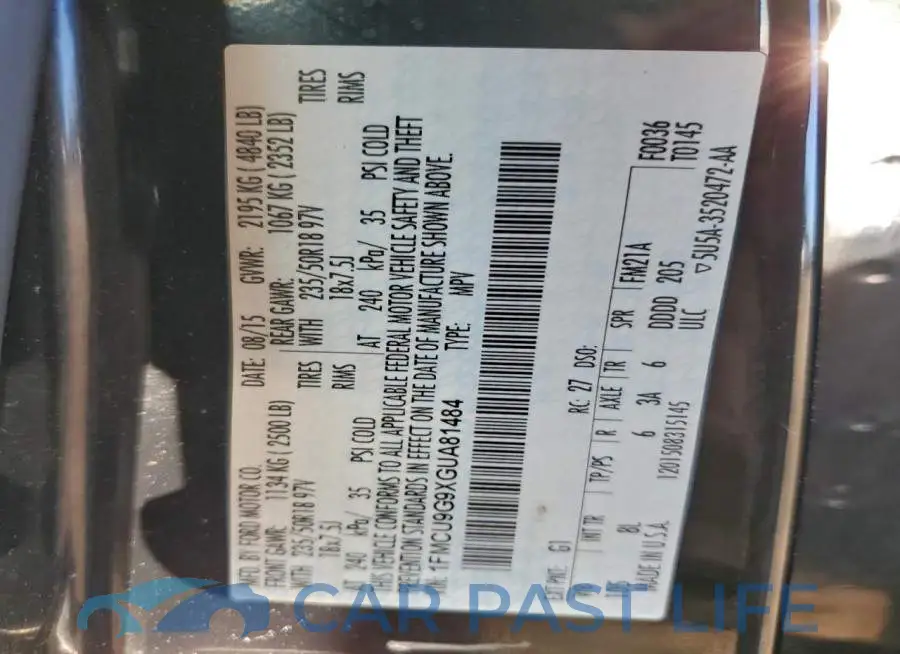 1FMCU9G9XGUA81484# 13
