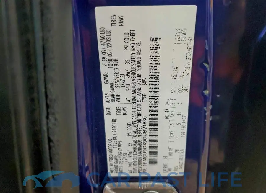 1FMCU9GX9GUB21830# 13