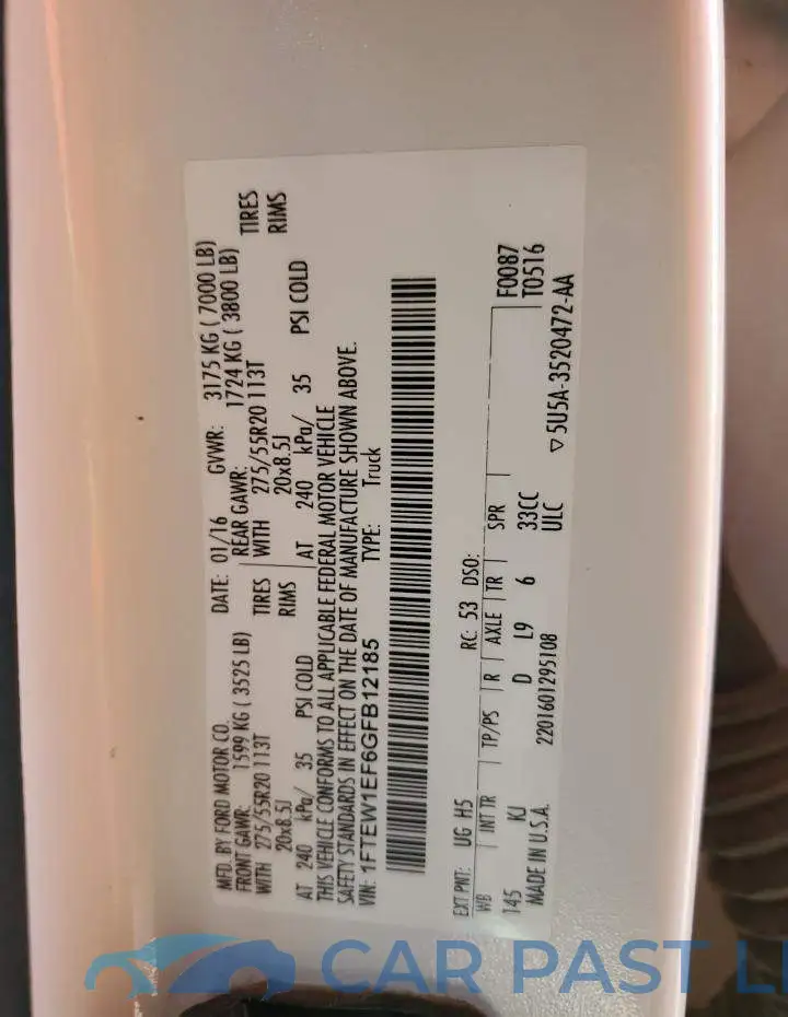 1FTEW1EF6GFB12185# 12
