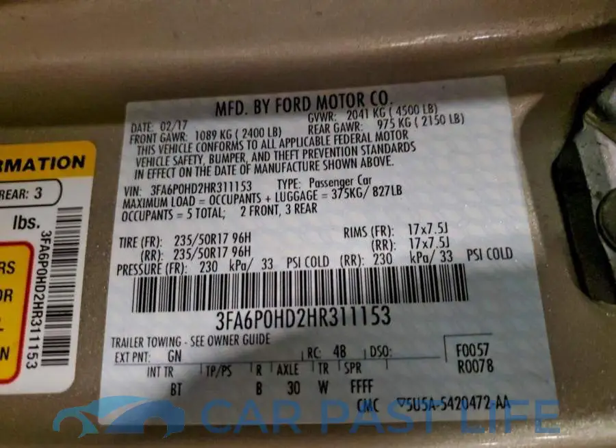 3FA6P0HD2HR311153# 12