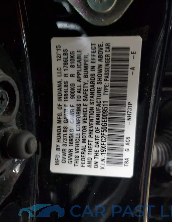 19XFC2F50GE009511# 12