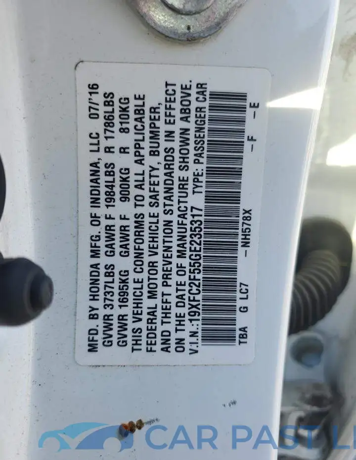 19XFC2F55GE235317# 12