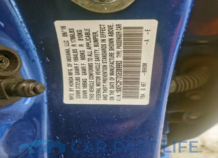 19XFC2F72GE089993# 12