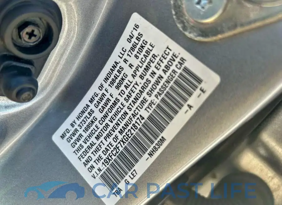 19XFC2F7XGE218174# 10