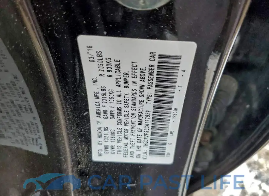 1HGCR2F50GA177929# 12